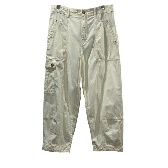 Anthropologie Carson Utility Barrel Pants White Cargo Size 10 - Picture 5 of 15